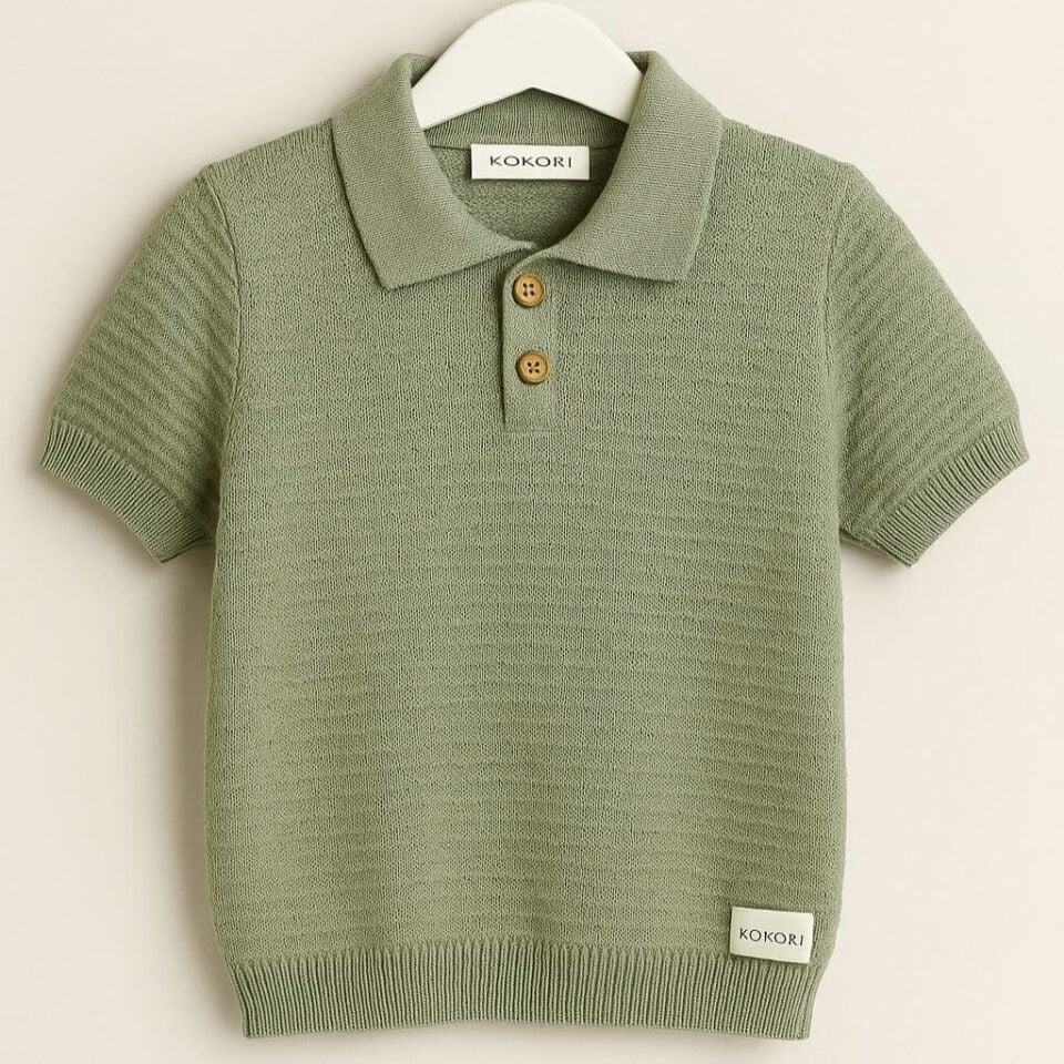 Kokori Kids Triko Polo Yaka | %100 Pamuk | Yumuşak Dokulu | Nefes Alan ve Şık Tasarım-Yeşil