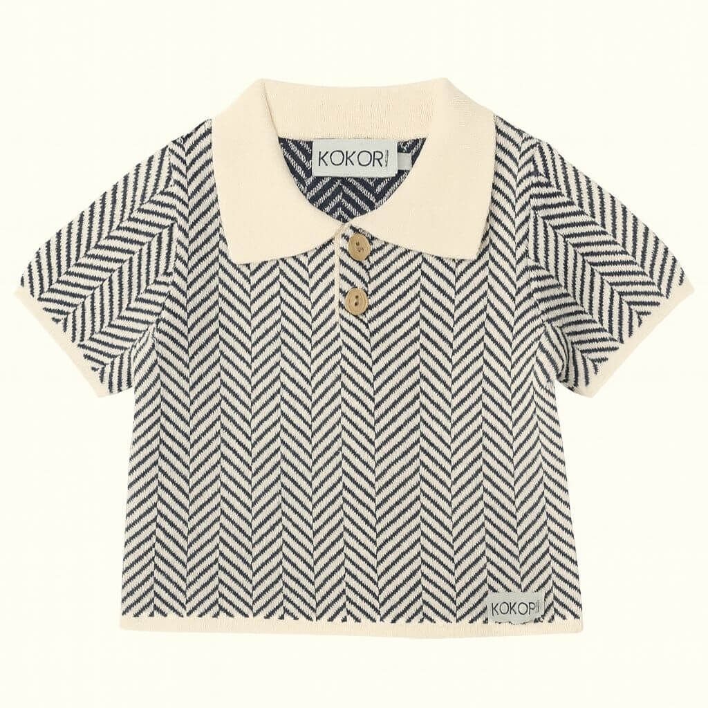 Kokori Kids Triko Polo Yaka | %100 Pamuk | Yumuşak Dokulu | Nefes Alan ve Şık Tasarım-Lacivert Çizgili