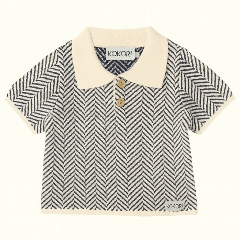 Kokori Kids Triko Polo Yaka | %100 Pamuk | Yumuşak Dokulu | Nefes Alan ve Şık Tasarım-Lacivert Çizgili