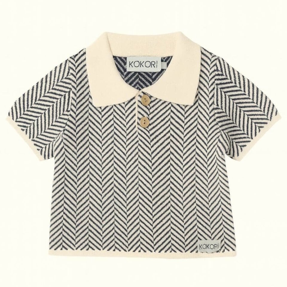 Kokori Kids Triko Polo Yaka | %100 Pamuk | Yumuşak Dokulu | Nefes Alan ve Şık Tasarım-Lacivert Çizgili