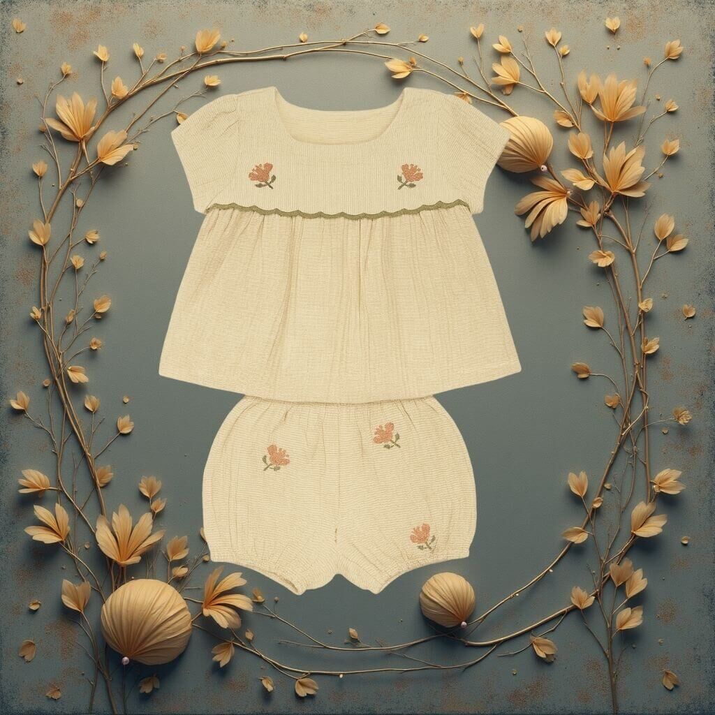 Kokori Kids Kız Bebek Bluz & Şort Takımı – Doğallığın Zarif Hali