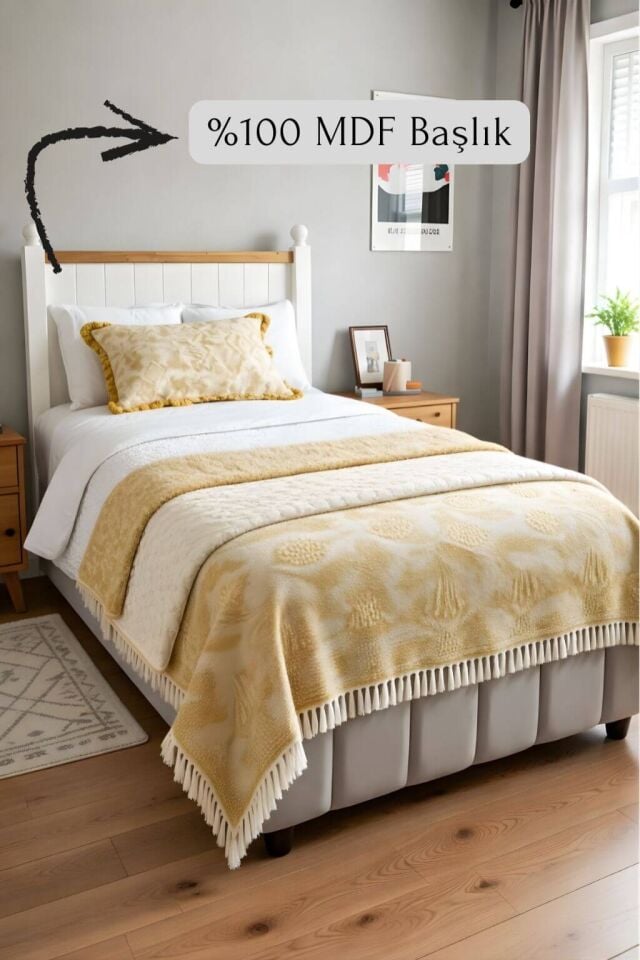 Nefes Baza Başlık Seti 120×200 | MDF Başlık | Klasik Baza | Şık ve Dayanıklı Genç Odası Yatak Takımı