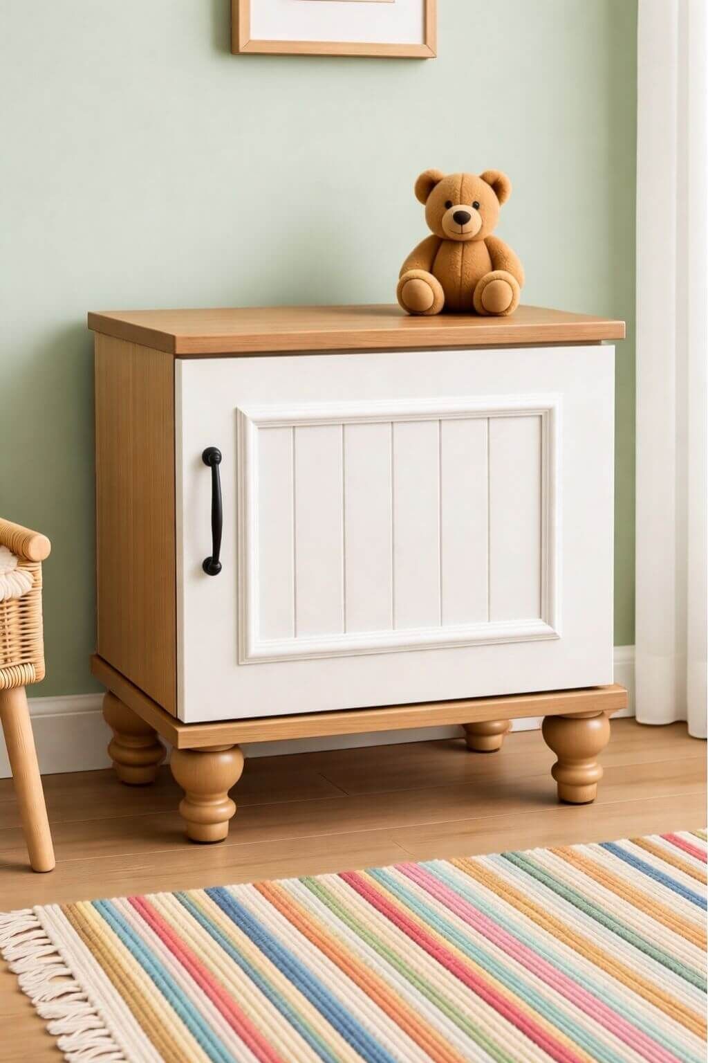 Nefes Komodin | MDF Gövde | Ağaç Ayaklar | Şık ve Kullanışlı Genç Odası Komodini