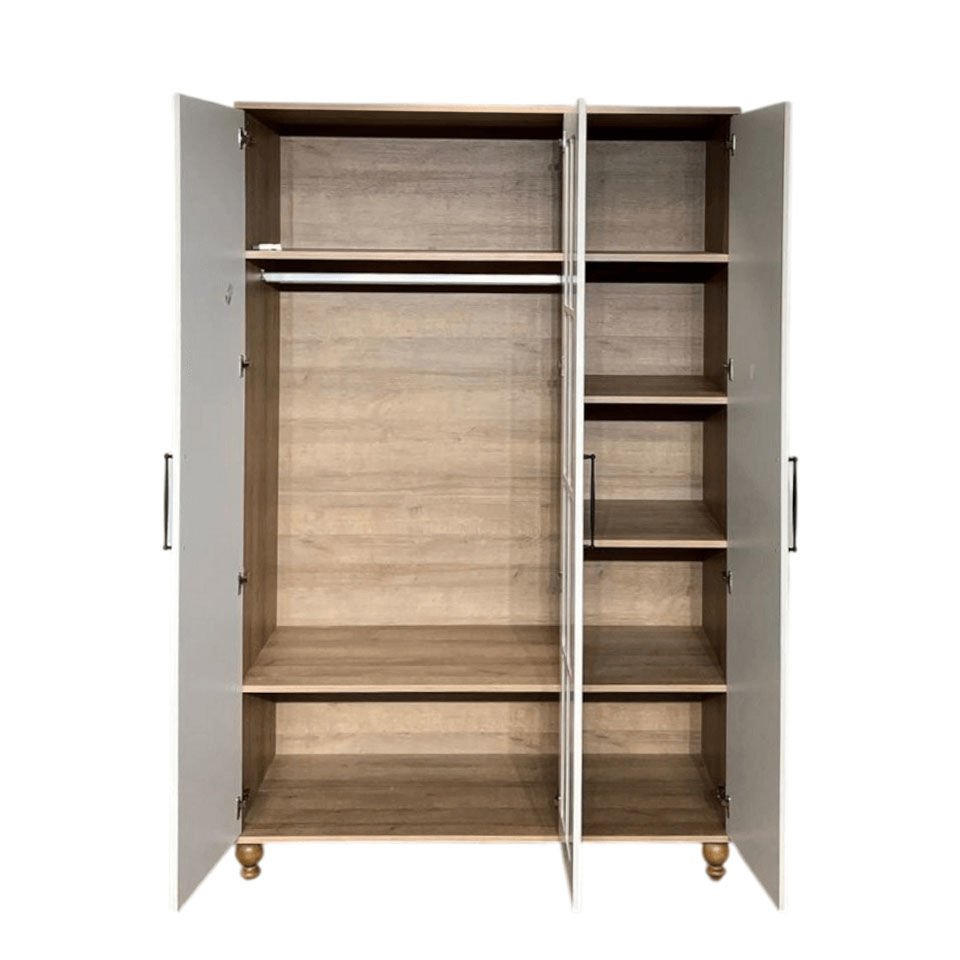 Nefes 3 Kapaklı Dolap | MDF Gövde | Ağaç Ayaklar | Şık ve Fonksiyonel Genç Odası Dolabı