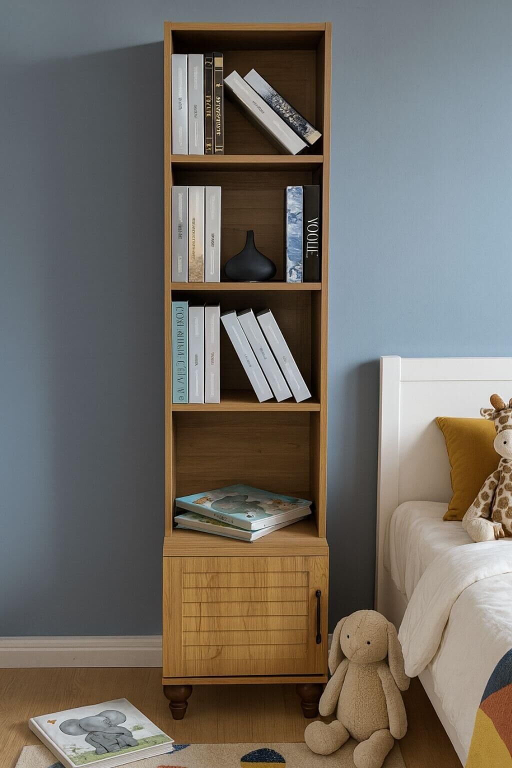 Pera Wood Komodin ve Kitaplık Seti | MDF Gövde | Ağaç Ayaklar | Şık ve Fonksiyonel Genç Odası Takımı