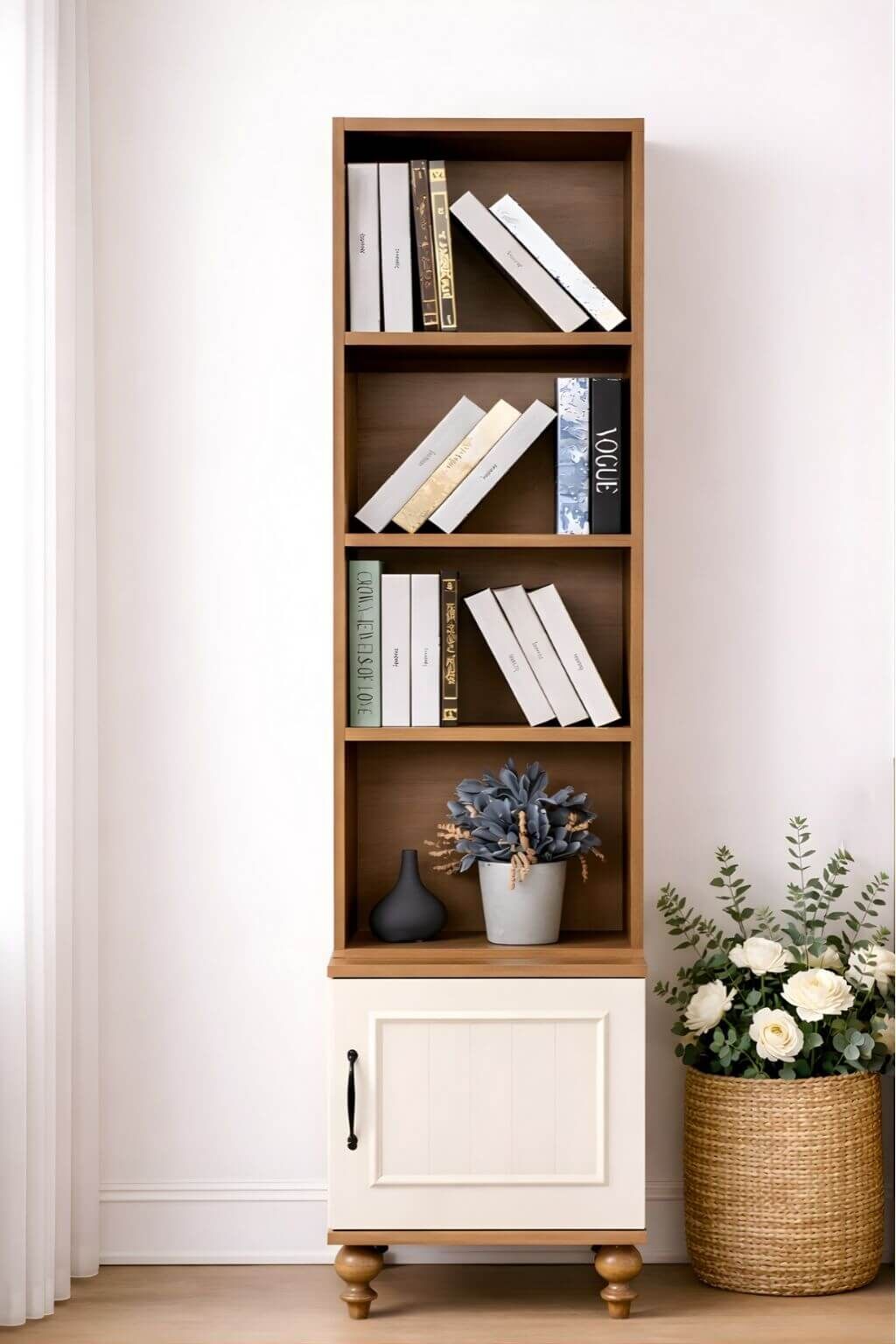 Nefes Komodin ve Kitaplık Seti | MDF Gövde | Ağaç Ayaklar | Şık ve Fonksiyonel Genç Odası Takımı