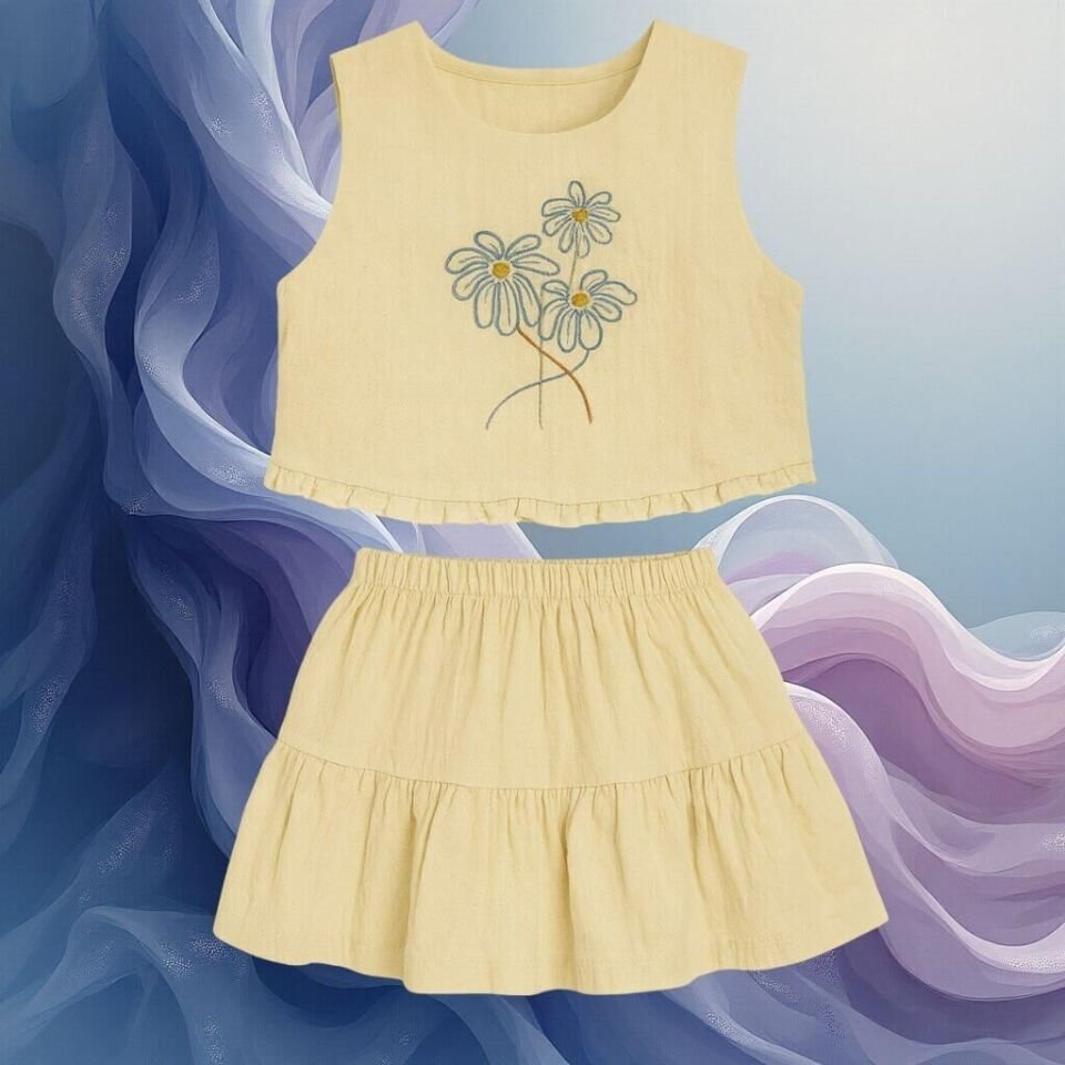 Kokori Kids Dilay Kız Çocuk Etek Bluz Set – Doğal Zarafet ve Günlük Şıklık