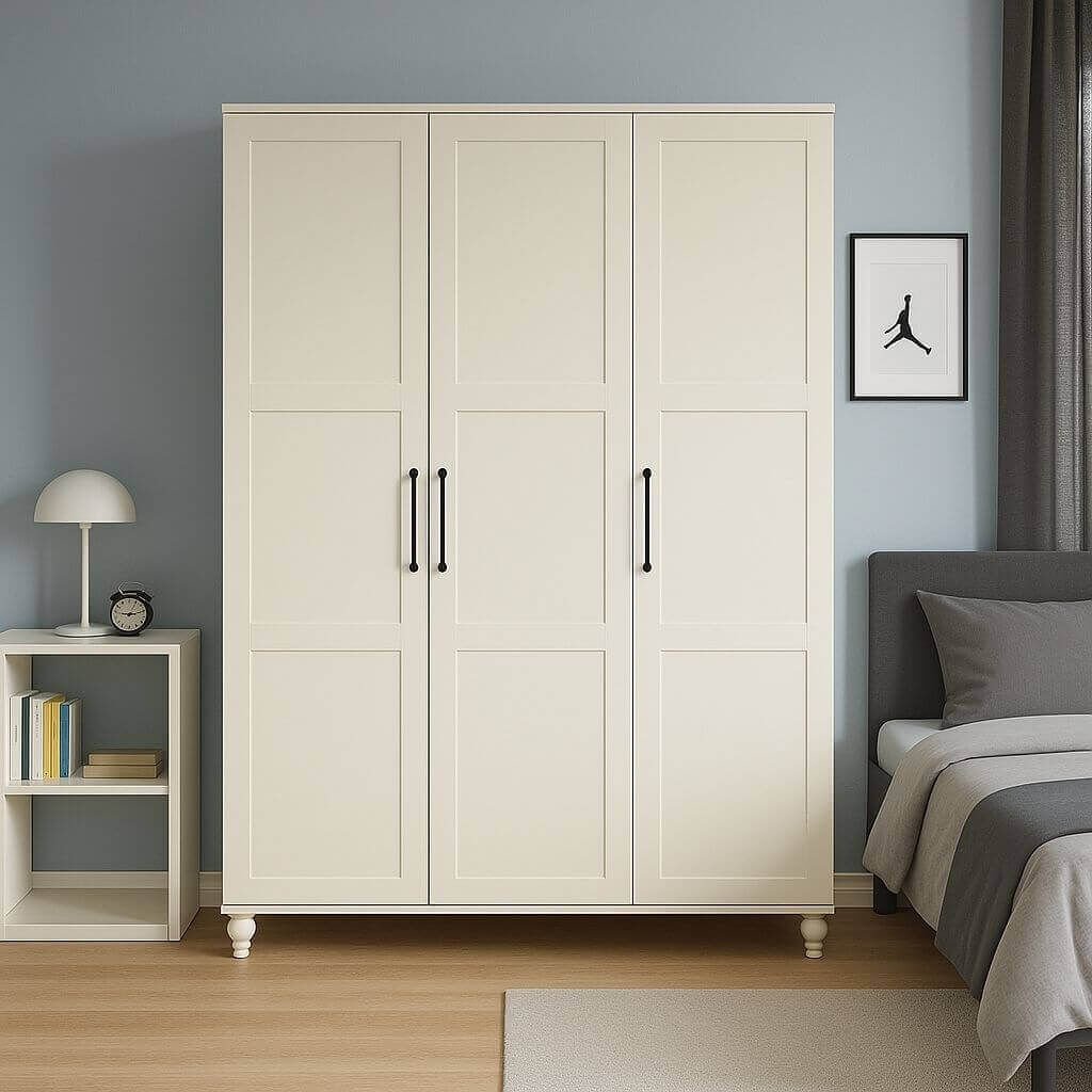 Alin 3 Kapaklı Dolap | MDF Gövde | Ağaç Ayaklar | Geniş ve Şık Genç Odası Dolabı