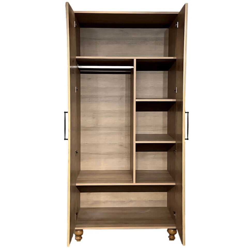 Mavi 2 Kapaklı Dolap | MDF Gövde | Ağaç Ayaklar | Kompakt ve Şık Genç Odası Dolabı