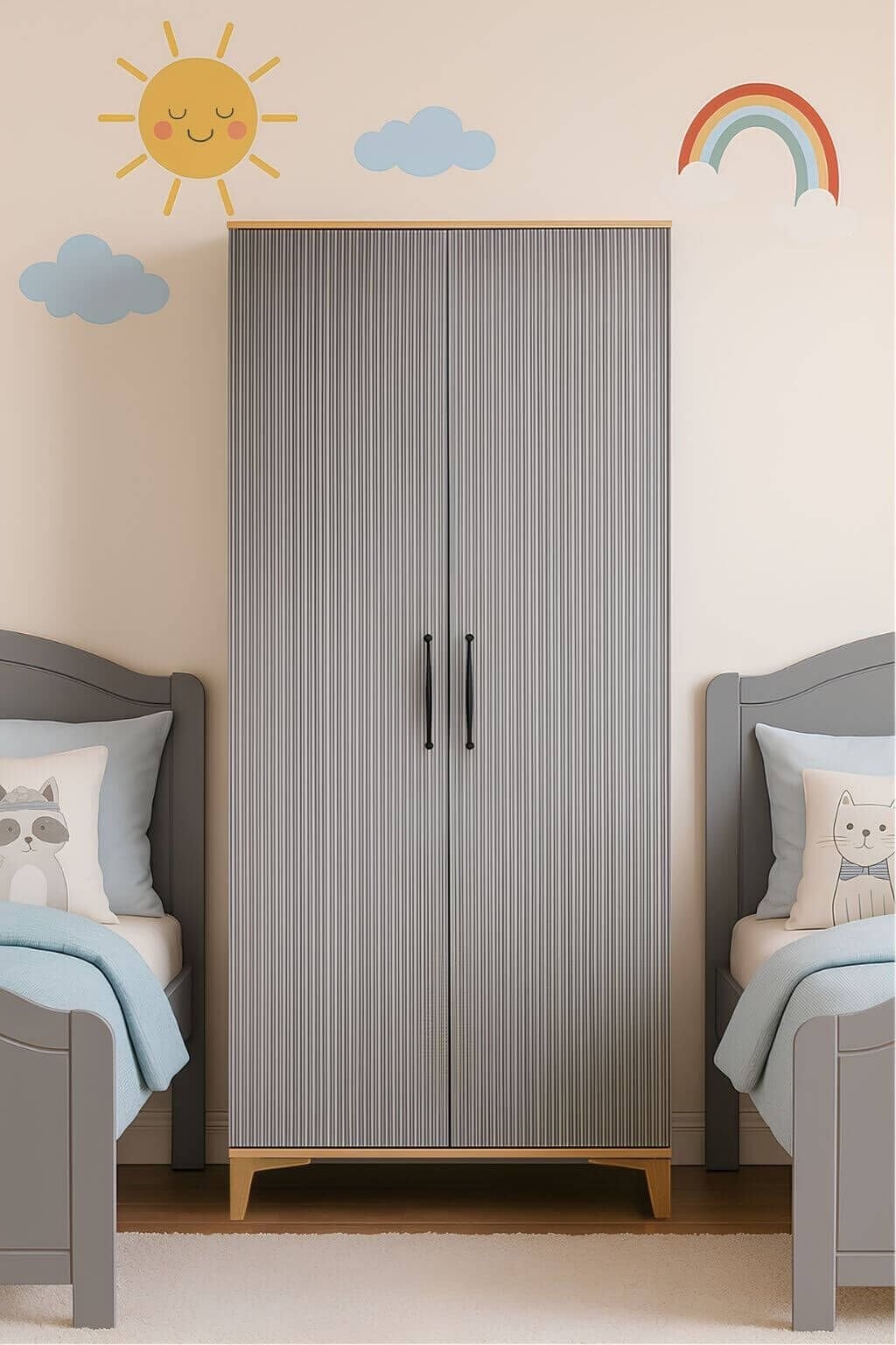 Ege 2 Kapaklı Dolap | MDF Gövde | Ağaç Ayaklar | Modern ve Kullanışlı Tasarım