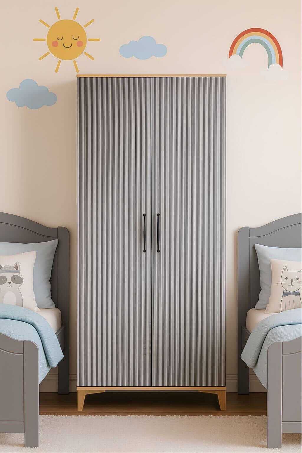 Ege 2 Kapaklı Çekmeceli Dolap | MDF Gövde | Ağaç Ayaklar | Modern ve Kullanışlı Tasarım