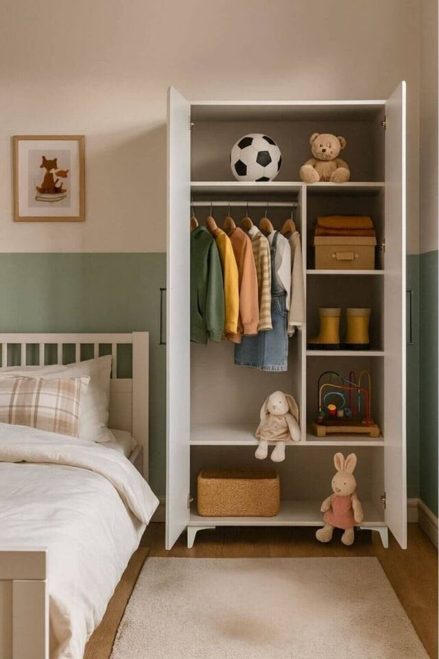 Deniz 2 Kapaklı Genç Odası Dolabı | MDF | Ağaç Ayaklar | REHAU Kaplama Kapaklar