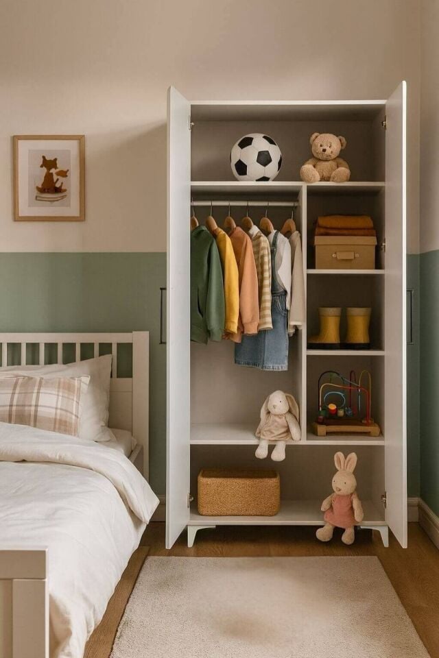 Deniz 2 Kapaklı Genç Odası Dolabı | MDF | Ağaç Ayaklar | REHAU Kaplama Kapaklar