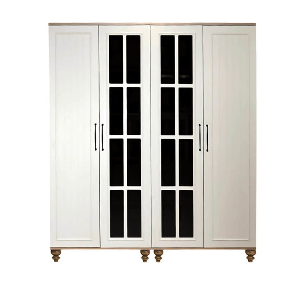 Nefes 4 Kapaklı Çekmeceli Dolap | MDF Gövde | Ağaç Ayaklar | Geniş ve Şık Genç Odası Dolabı