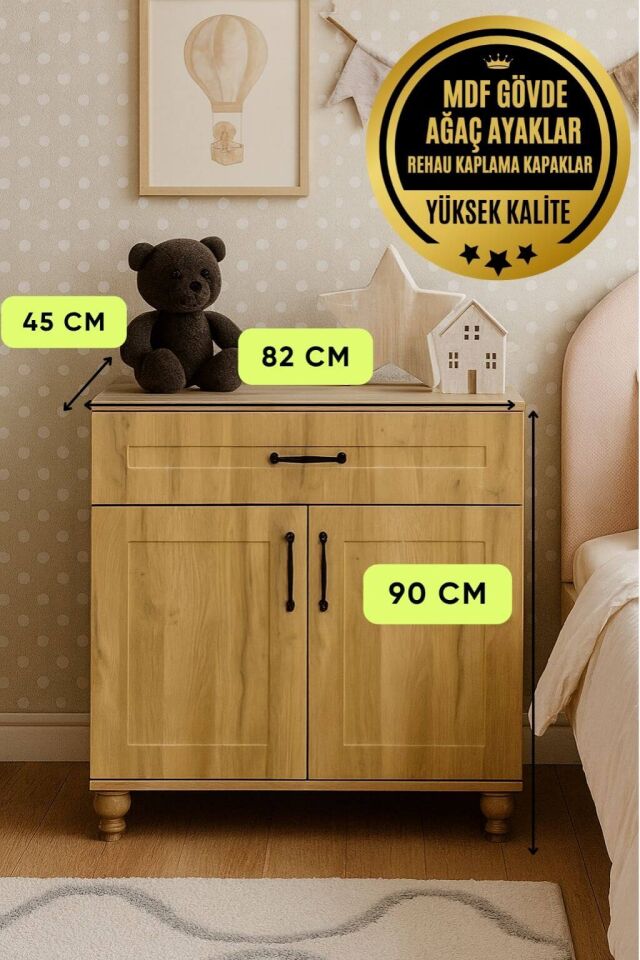 Alin Wood Kapaklı Şifonyer | MDF Gövde | Ağaç Ayaklar | Fonksiyonel ve Şık Depolama