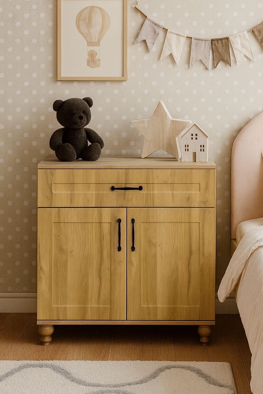 Alin Wood Kapaklı Şifonyer | MDF Gövde | Ağaç Ayaklar | Fonksiyonel ve Şık Depolama