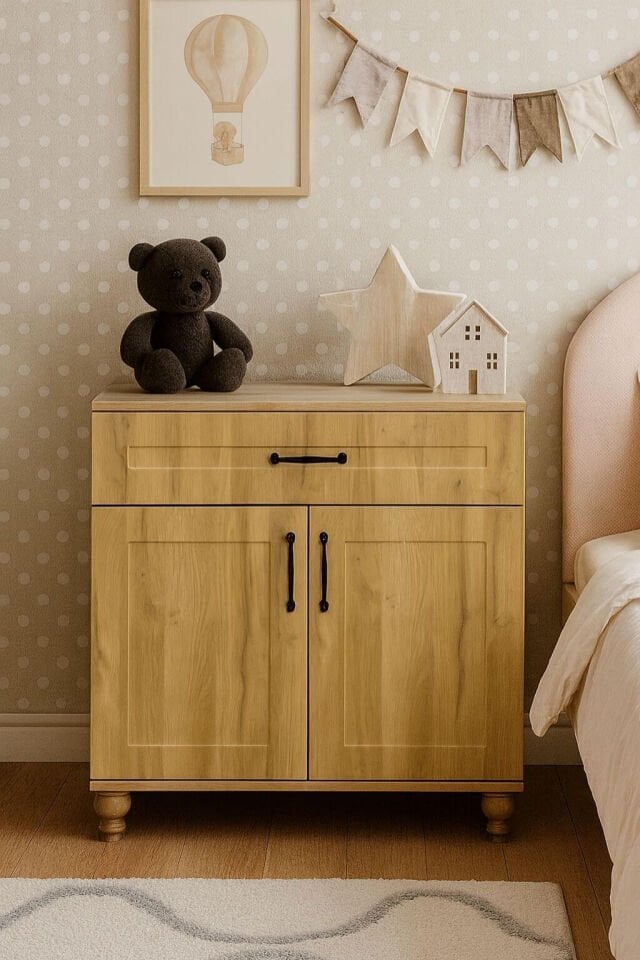 Alin Wood Kapaklı Şifonyer | MDF Gövde | Ağaç Ayaklar | Fonksiyonel ve Şık Depolama