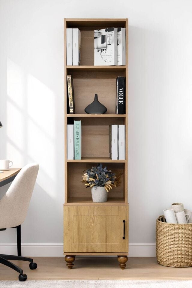 Alin Wood Komodin ve Kitaplık Set | MDF Gövde | Ağaç Ayaklar | Dekoratif ve Fonksiyonel Mobilya