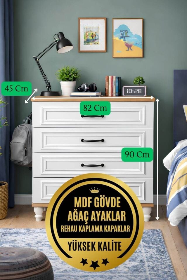 Sicilya Şifonyer - Çekmeceli | MDF Gövde | Ağaç Ayaklar | Fonksiyonellik ve Şıklığı Buluşturan Tasarım