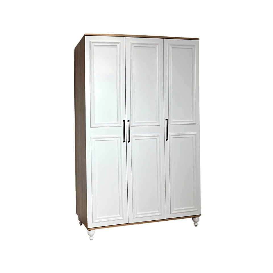 Sicilya Dolap 3 Kapaklı - Çekmeceli | MDF Gövde | Ağaç Ayaklar | Estetik Dokunuşlarla Geliştirilmiş Yapı