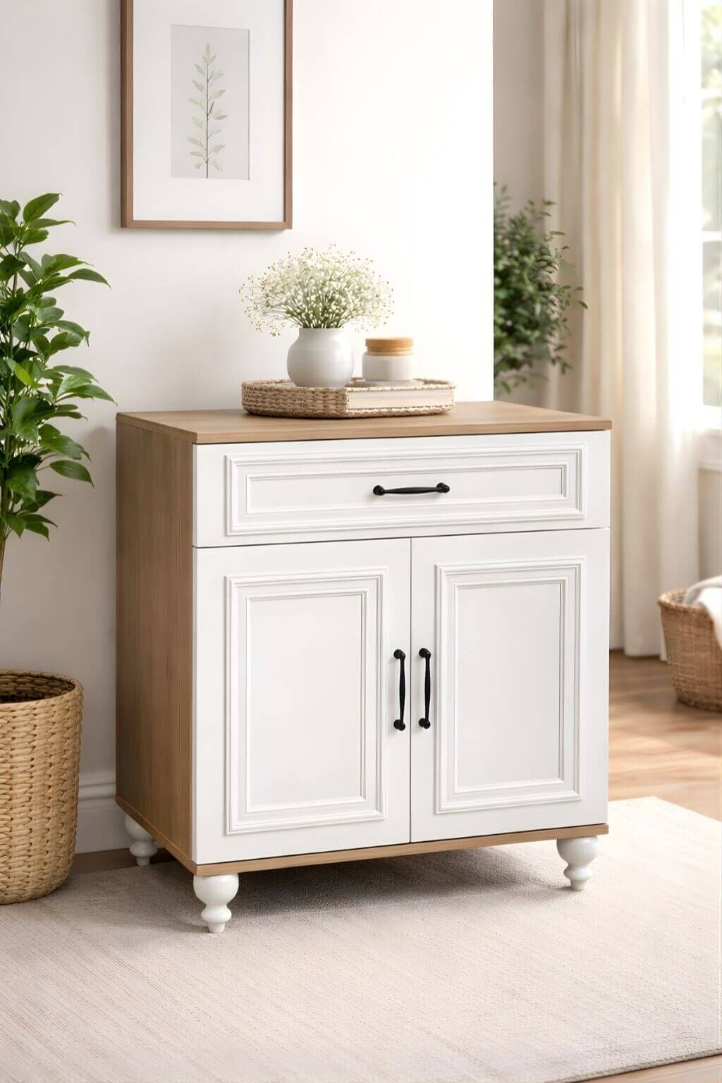 Sicilya Şifonyer - Kapaklı | MDF Gövde | Ağaç Ayaklar | Modern ve Kullanışlı Tasarım