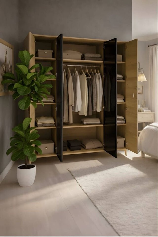 Ege Dolap 4 Kapaklı | MDF Gövde | Ağaç Ayaklar | Fonksiyonellik ve Şıklığı Buluşturan Tasarım