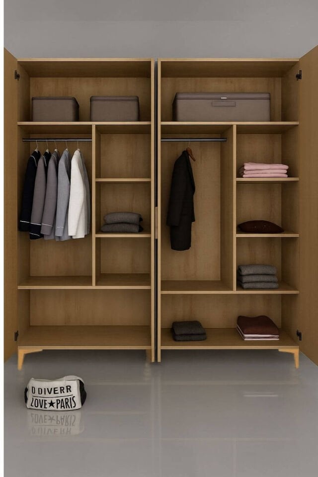 Ege Dolap 4 Kapaklı | MDF Gövde | Ağaç Ayaklar | Fonksiyonellik ve Şıklığı Buluşturan Tasarım