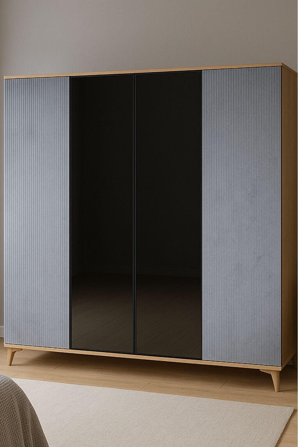 Ege Dolap 4 Kapaklı | MDF Gövde | Ağaç Ayaklar | Fonksiyonellik ve Şıklığı Buluşturan Tasarım