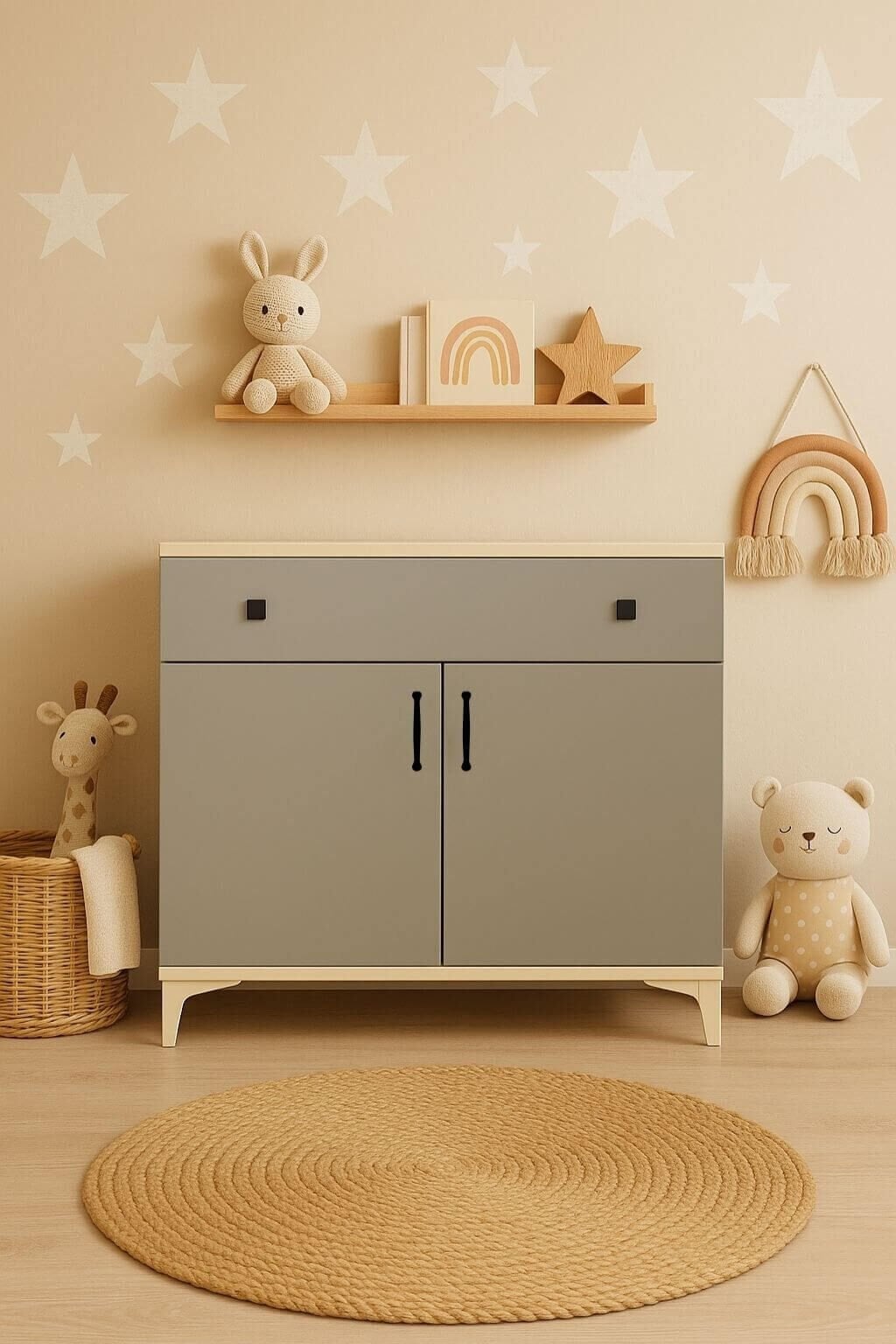 Deniz Kapaklı Şifonyer | MDF Gövde | Ağaç Ayaklar | Şık ve Fonksiyonel Genç Odası Şifonyeri