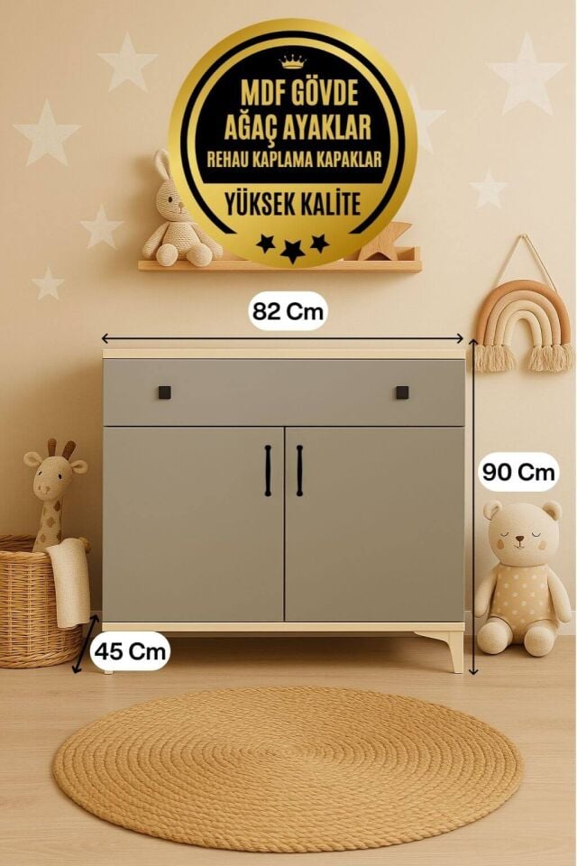 Deniz Kapaklı Şifonyer | MDF Gövde | Ağaç Ayaklar | Şık ve Fonksiyonel Genç Odası Şifonyeri