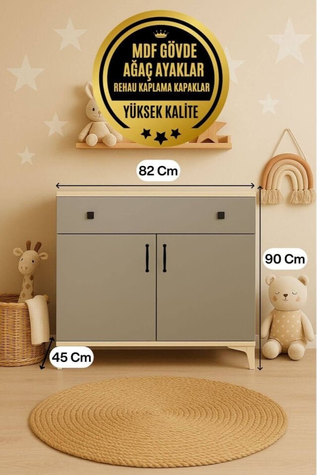 Deniz Kapaklı Şifonyer | MDF Gövde | Ağaç Ayaklar | Şık ve Fonksiyonel Genç Odası Şifonyeri