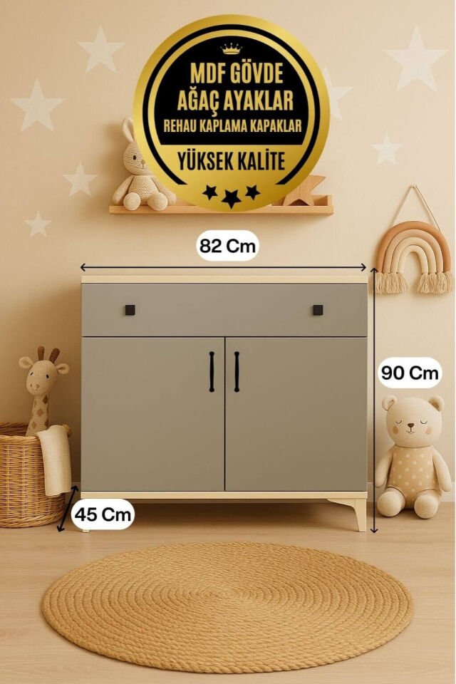 Deniz Kapaklı Şifonyer | MDF Gövde | Ağaç Ayaklar | Şık ve Fonksiyonel Genç Odası Şifonyeri