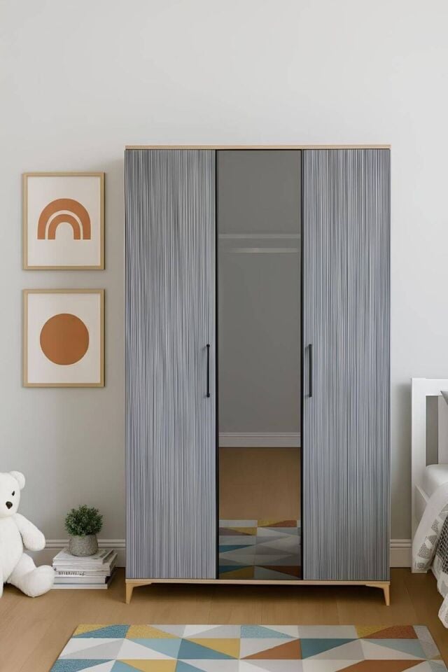 Ege Dolap 3 Kapaklı | MDF Gövde | Ağaç Ayaklar | Modern ve Kullanışlı Tasarım