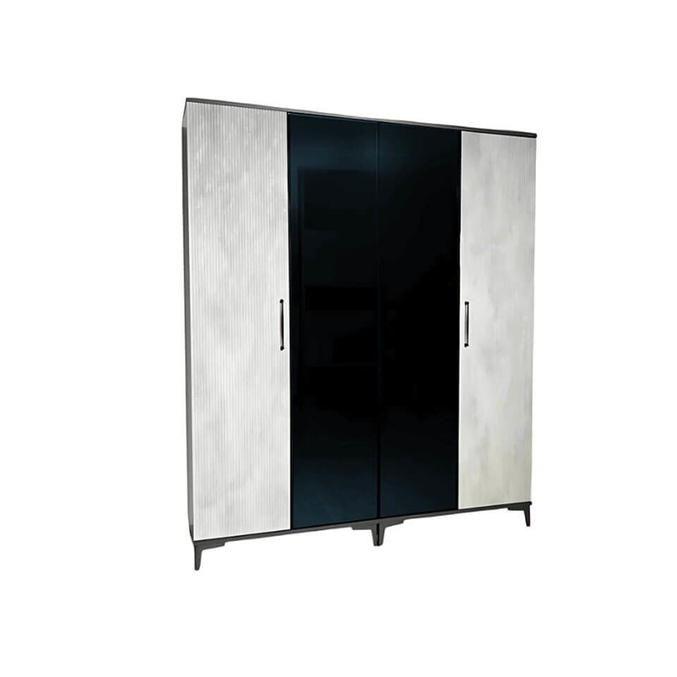 Poyraz Dolap 4 Kapaklı-Çekmeceli | MDF Gövde | Ağaç Ayaklar | Modern ve Kullanışlı Tasarım