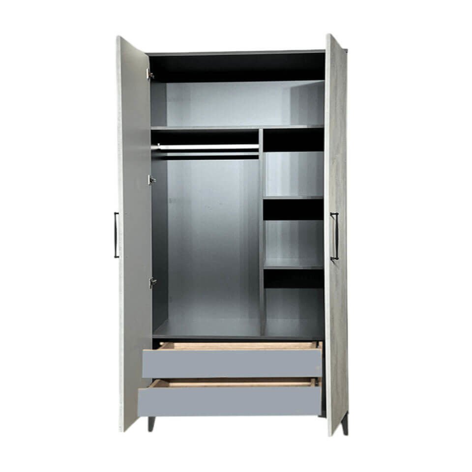 Poyraz Dolap 2 Kapaklı-Çekmeceli | MDF Gövde | Ağaç Ayaklar | Modern ve Kullanışlı Tasarım