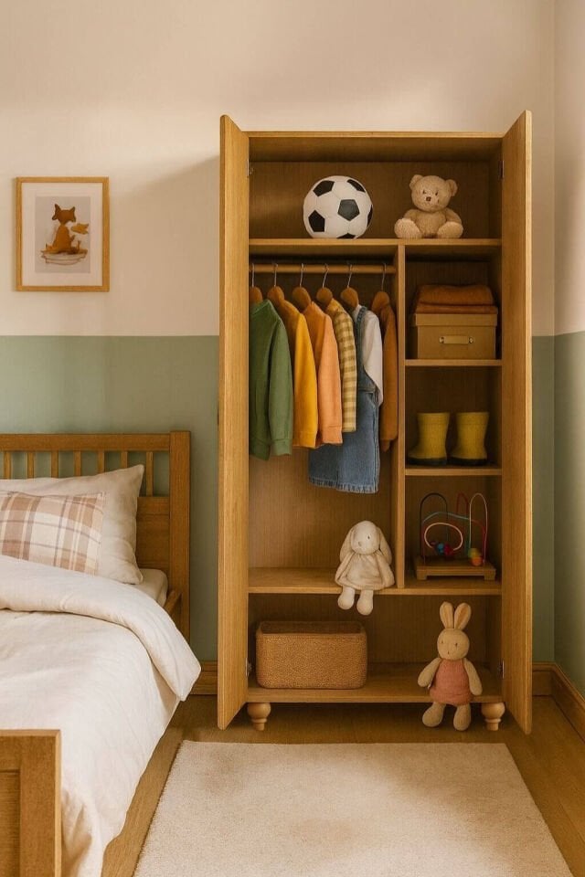 Nefes 2 Kapaklı Dolap | MDF Gövde | Ağaç Ayaklar | Şık ve Fonksiyonel Genç Odası Dolabı