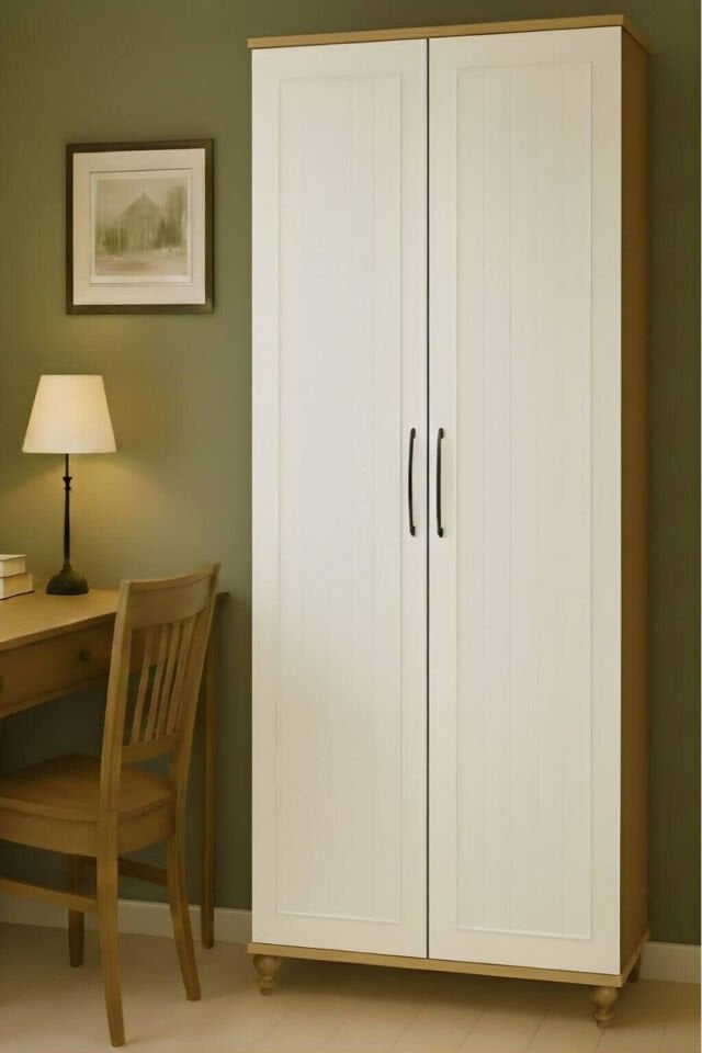 Nefes 2 Kapaklı Çekmeceli Dolap | MDF Gövde | Ağaç Ayaklar | Şık ve Fonksiyonel Genç Odası Dolabı