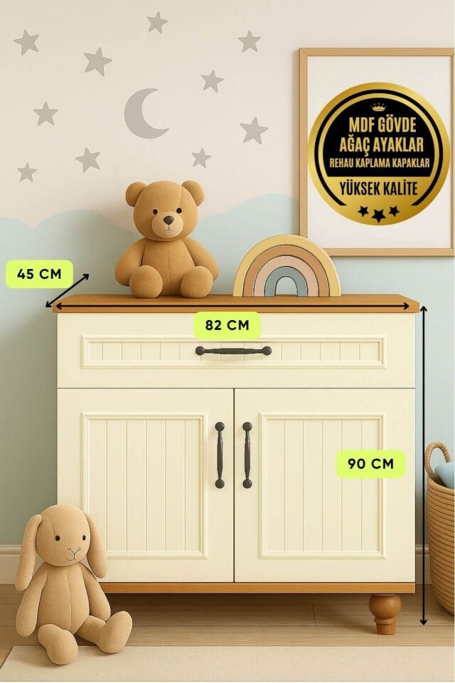 Nefes Kapaklı Şifonyer | MDF Gövde | Ağaç Ayaklar | Fonksiyonel ve Şık Genç Odası Şifonyeri