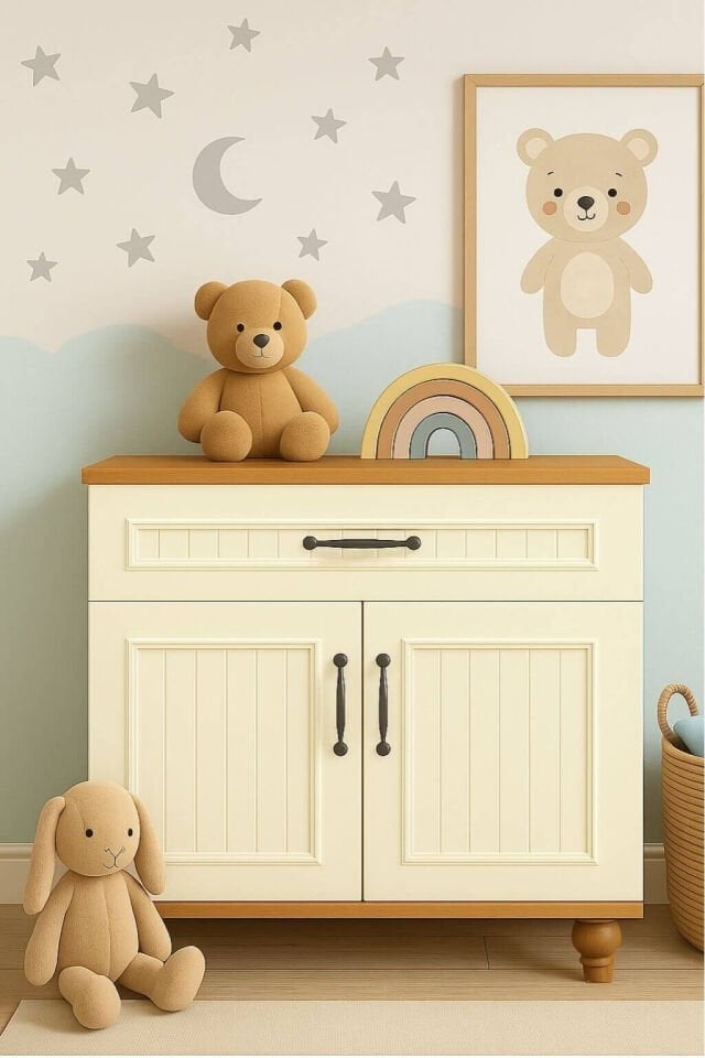 Nefes Kapaklı Şifonyer | MDF Gövde | Ağaç Ayaklar | Fonksiyonel ve Şık Genç Odası Şifonyeri