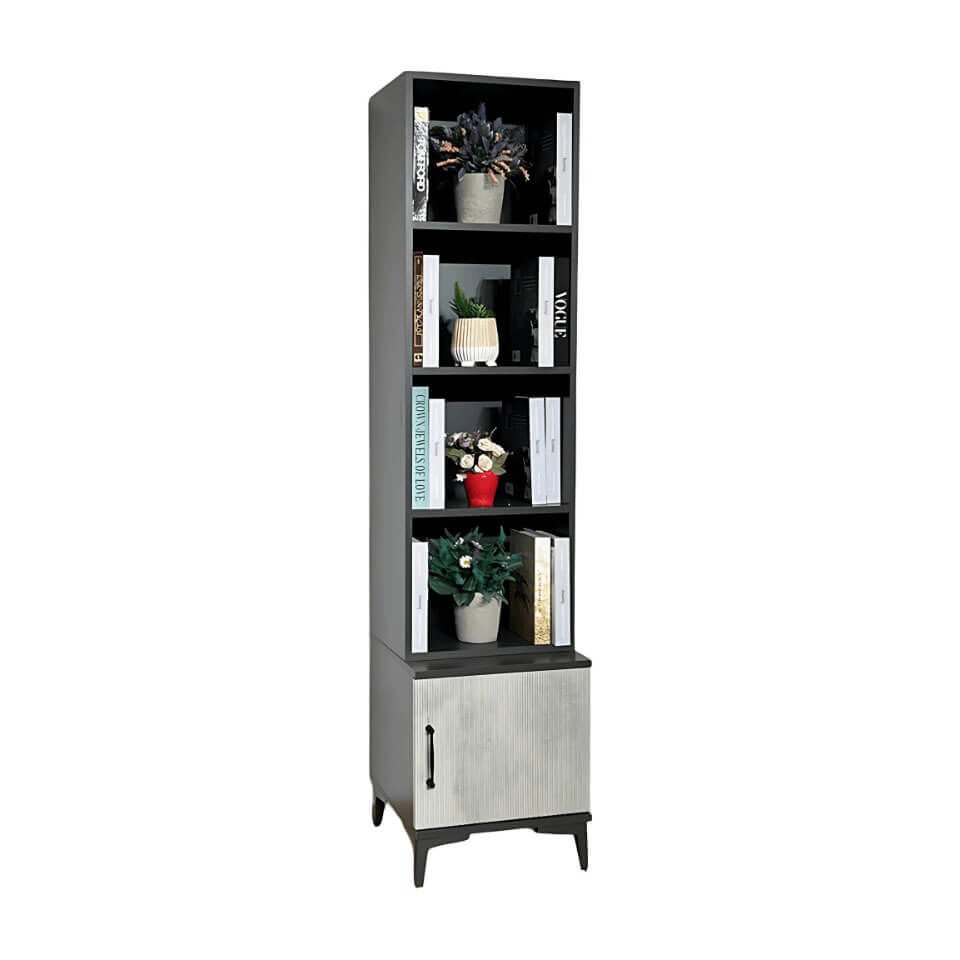 Poyraz Komodin ve Kitaplık Set | MDF Gövde | Ağaç Ayaklar | Dekoratif ve Fonksiyonel Mobilya