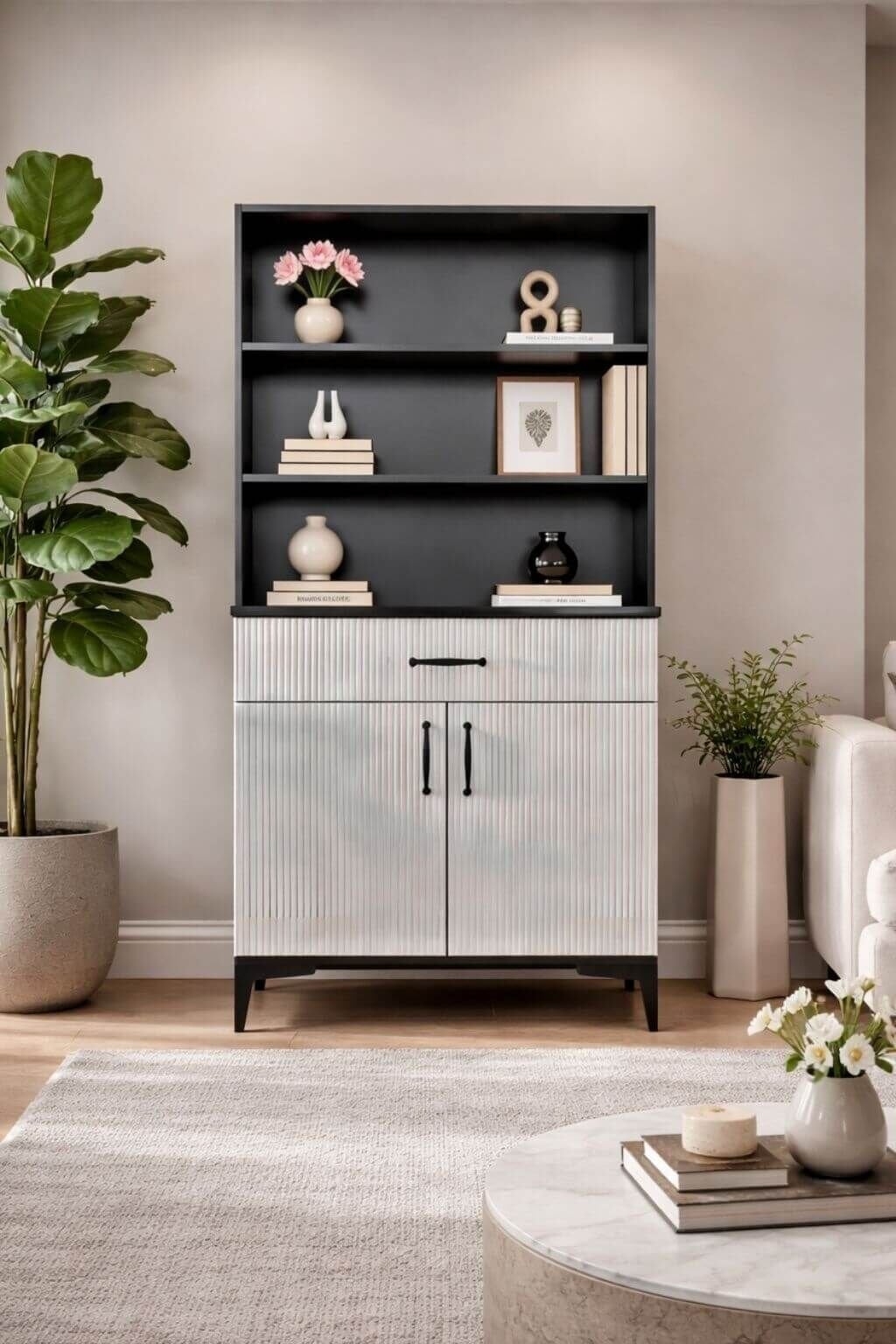 Poyraz Kapaklı Şifonyer ve Kitaplık Set | MDF Gövde | Ağaç Ayaklar | Fonksiyonel ve Şık Genç Odası Şifonyeri