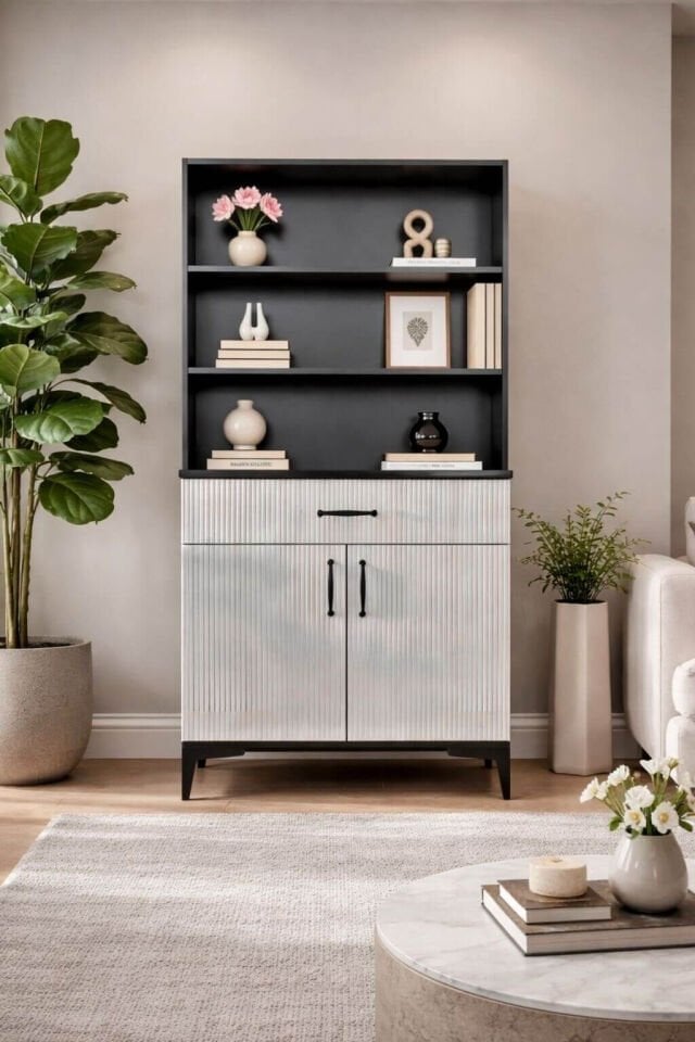 Poyraz Kapaklı Şifonyer ve Kitaplık Set | MDF Gövde | Ağaç Ayaklar | Fonksiyonel ve Şık Genç Odası Şifonyeri