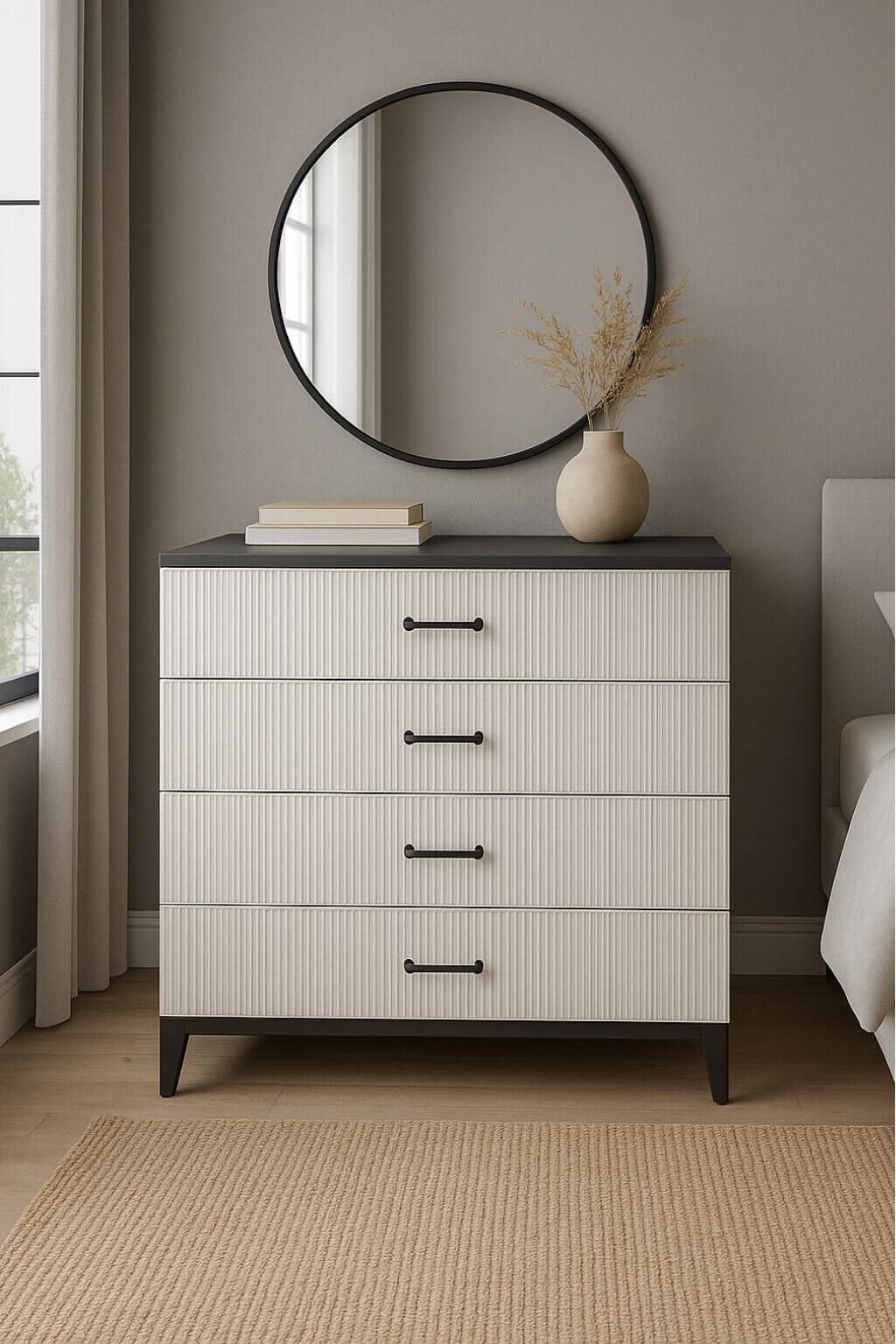 Poyraz Çekmeceli Şifonyer | MDF Gövde | Ağaç Ayaklar | Fonksiyonel ve Şık Genç Odası Şifonyeri