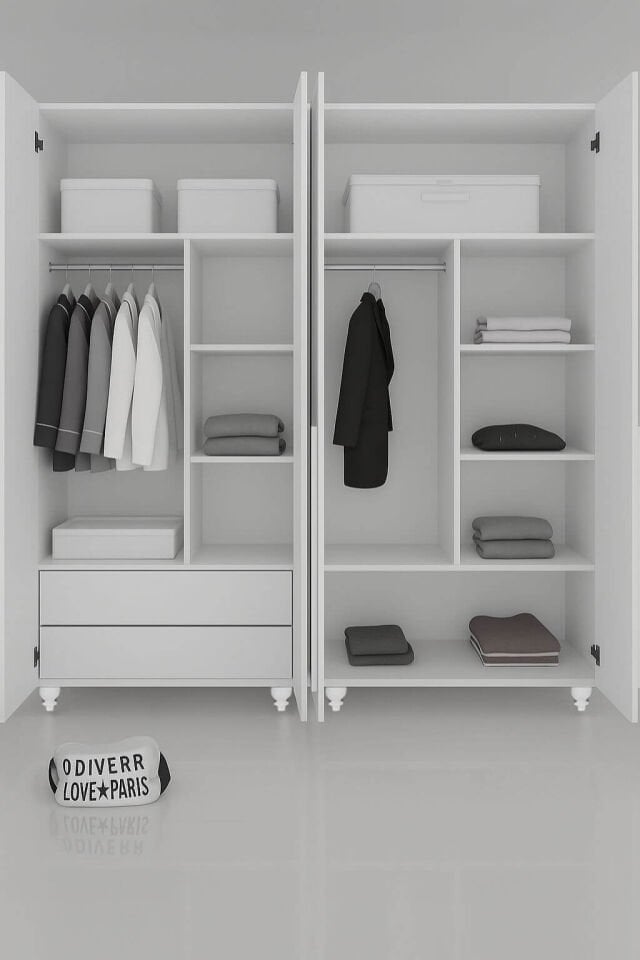 Alin Dolap 4 Kapaklı - Çekmeceli | MDF Gövde | Ağaç Ayaklar | Kalite ve Tasarımı Buluşturan Model