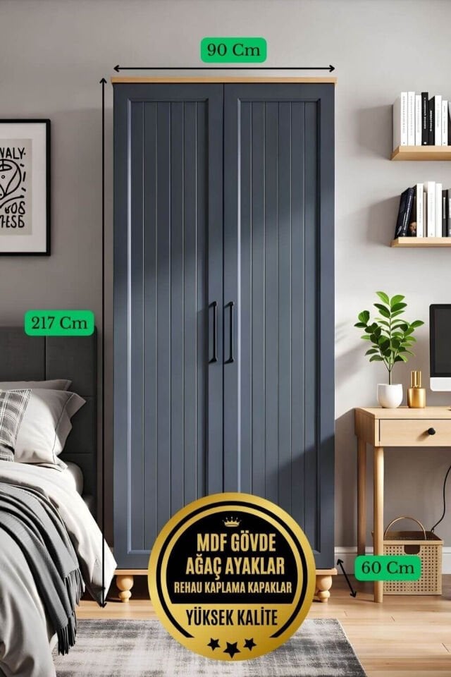 Ozan 2 Kapaklı Dolap | MDF Gövde | Ağaç Ayaklar | REHAU Kaplama Kapaklar | Kalite ve Zarafeti Buluşturan Model