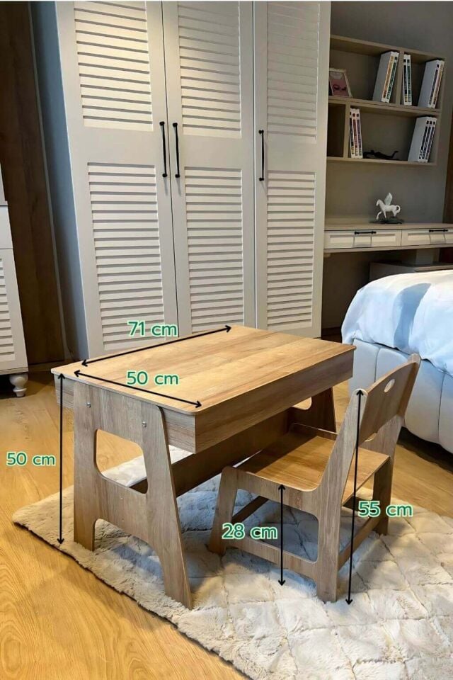 Mdf Çocuk Aktivite Masası | Açılabilir Kapaklı | Ergonomik Tasarım | 1 Sandalye+1 Masa | 2 Renk seçeneği Ahşap
