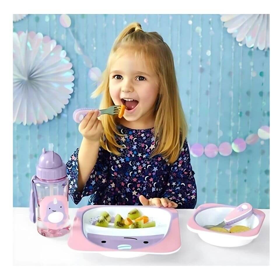 Narwhal Figürlü Çocuk Çatal Kaşık Seti | Zoo Serisi ile Pratik ve Eğlenceli Kullanım