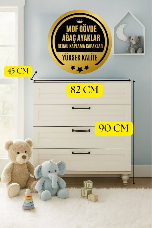 Pera Çekmeceli Şifonyer | MDF Gövde | Ağaç Ayaklar | Fonksiyonellik ve Şıklığı Buluşturan Tasarım