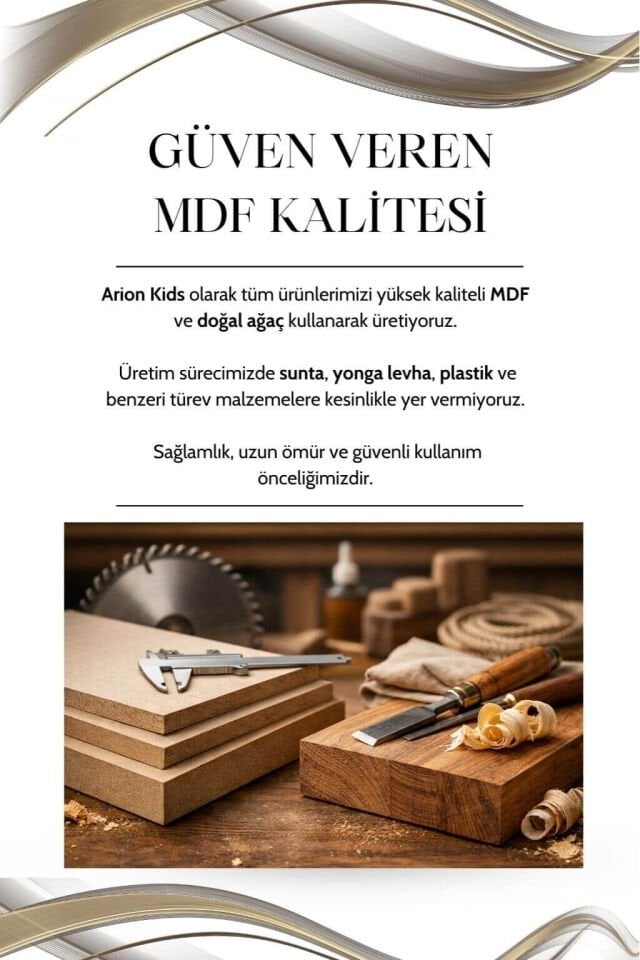 Alin Genç Odası Çalışma Masası | Kumtaşı Gövde | REHAU Kaplama Bej Renk Kapak ve Çekmeceler | MDF Tasarım