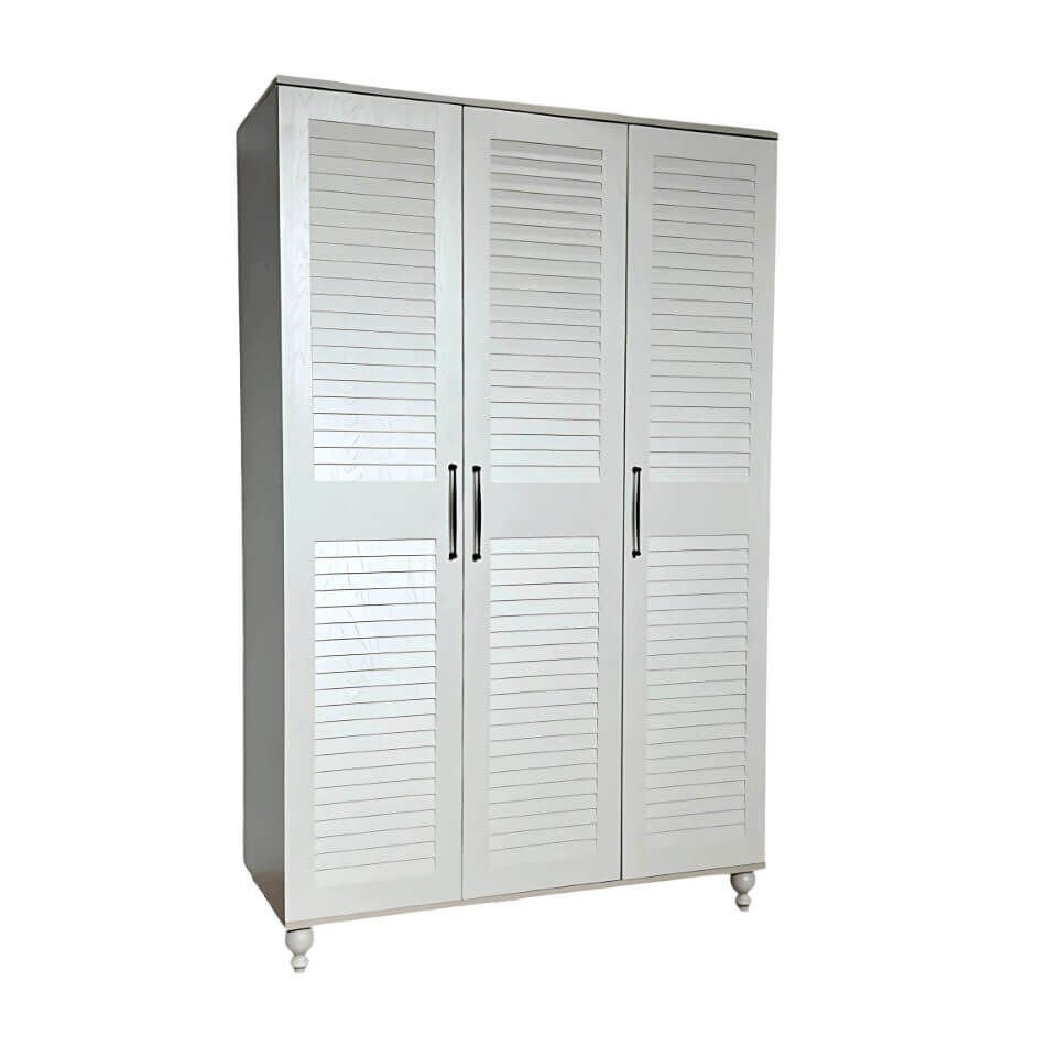 Pera 3 Kapaklı Dolap | MDF Gövde | Ağaç Ayaklar | Panjur Kapak